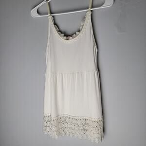 Altar’d State Lace Trim Cami Soft White Romantic Tank, Feminine Boho Size S